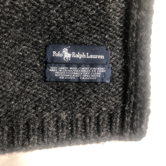 ❤️NWOT POLO Ralph Lauren 100% Lambswool Scarf Charcoal 59”x10” - Picture 3 of 4